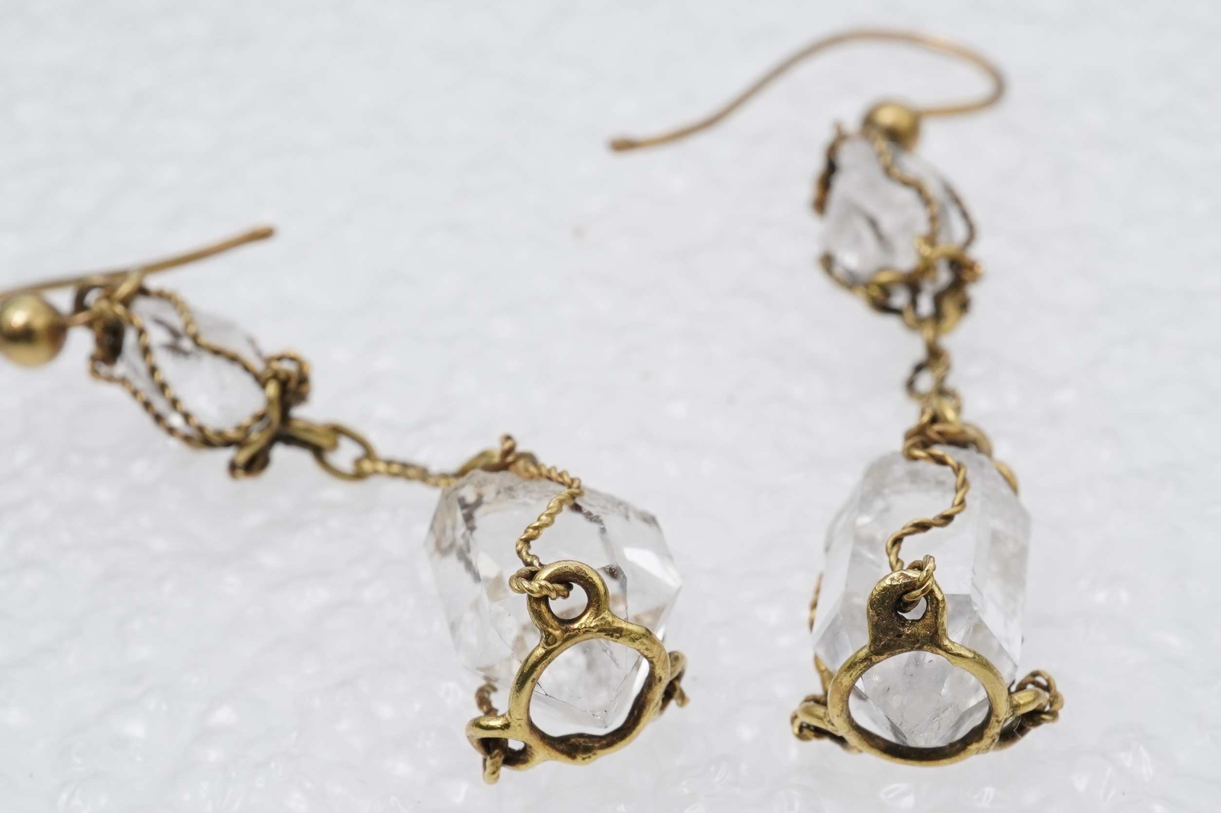 A pair of rock crystal earrings